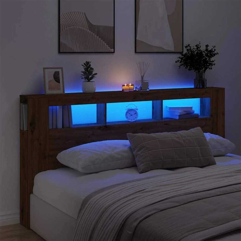 LED galvūgalis, artisano ąžuolo, 200x18,5x103,5cm, mediena