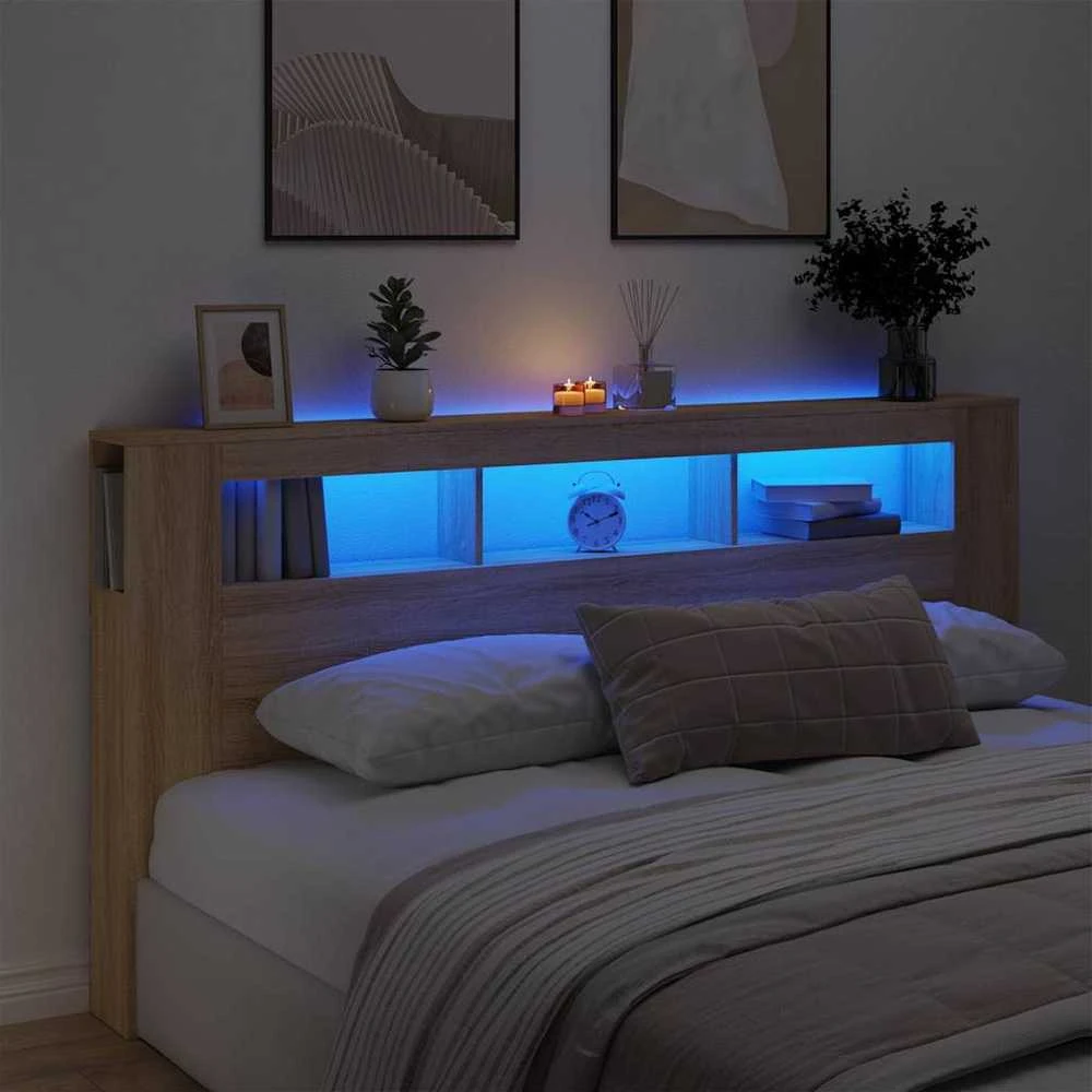 LED galvūgalis, ąžuolo, 200x18,5x103,5cm, apdirbta mediena