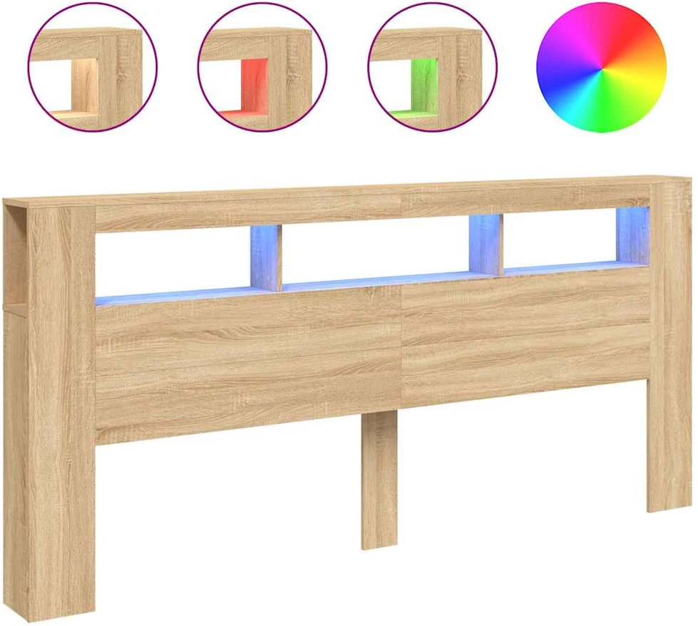 LED galvūgalis, ąžuolo, 220x18,5x103,5cm, apdirbta mediena