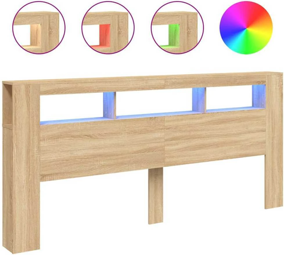 LED galvūgalis, ąžuolo, 220x18,5x103,5cm, apdirbta mediena