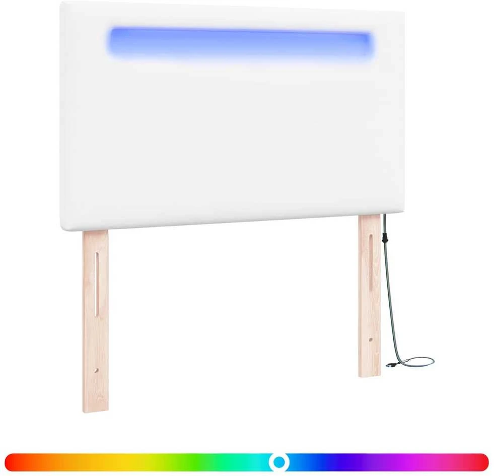LED galvūgalis Balta Dirbtinė oda