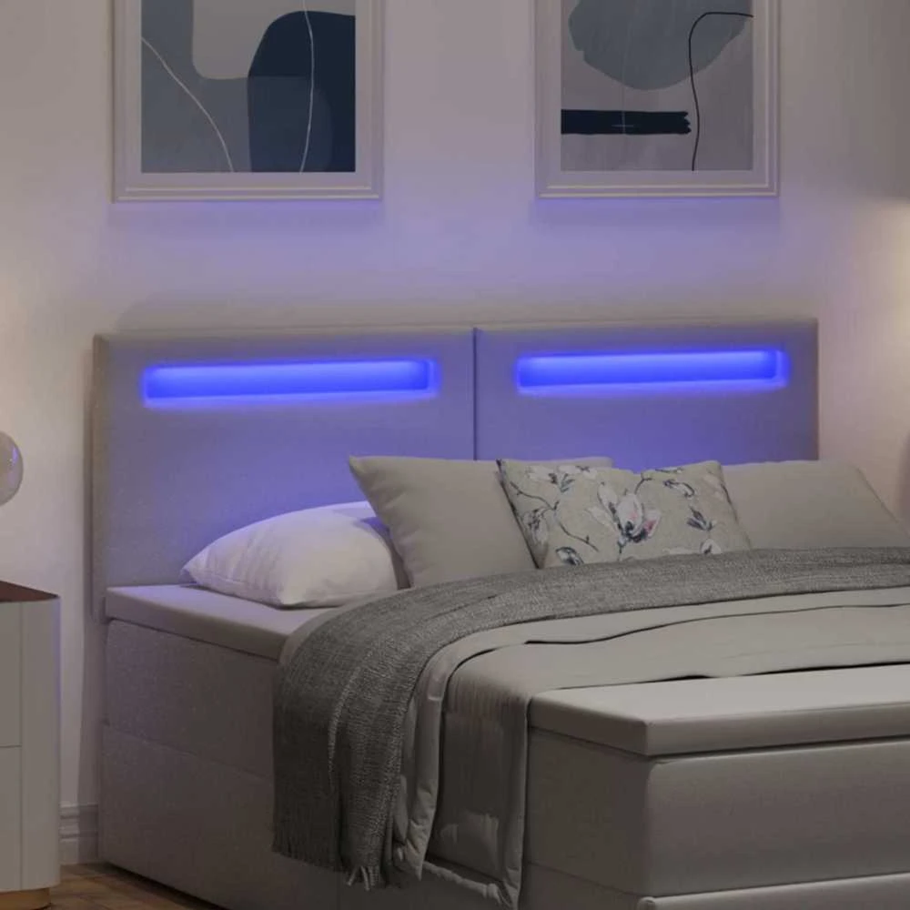 LED galvūgalis Balta Dirbtinė oda