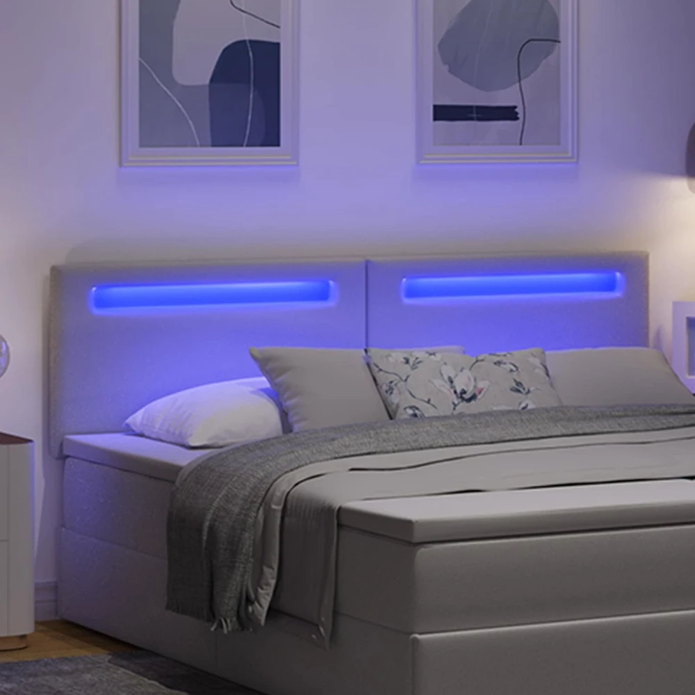 LED galvūgalis Balta 180 cm Dirbtinė oda