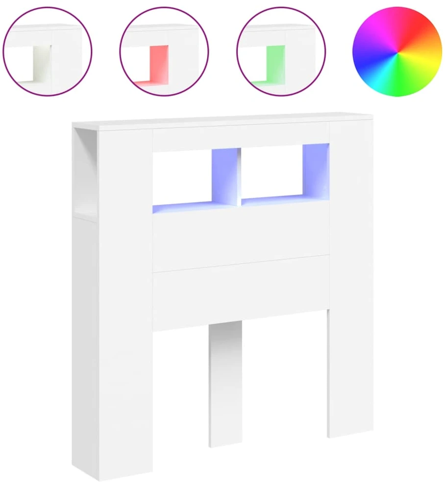 LED galvūgalis, baltas, 100x18,5x103,5cm, apdirbta mediena