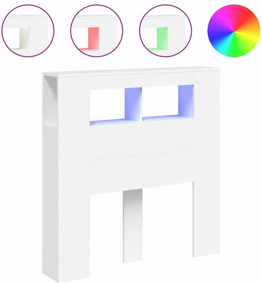 LED galvūgalis, baltas, 100x18,5x103,5cm, apdirbta mediena