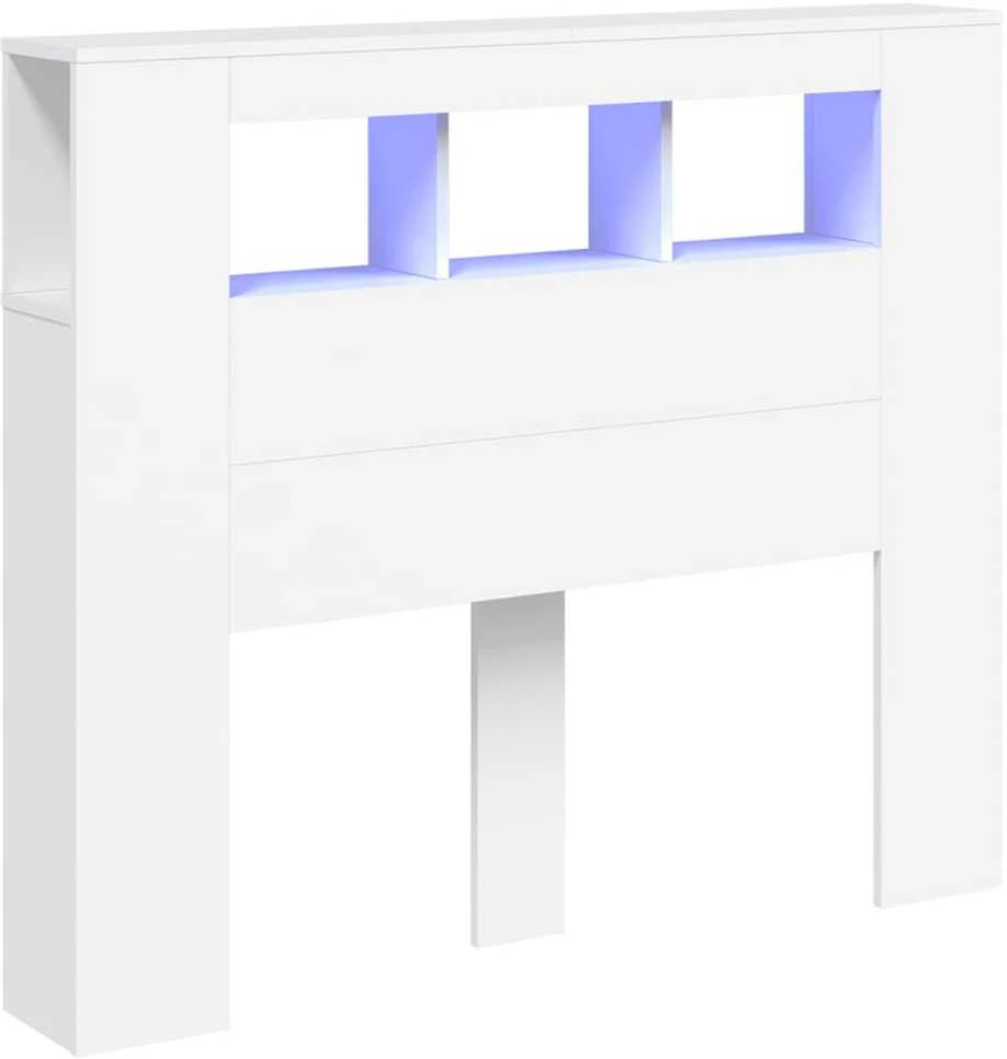 LED galvūgalis, baltas, 120x18,5x103,5cm, apdirbta mediena