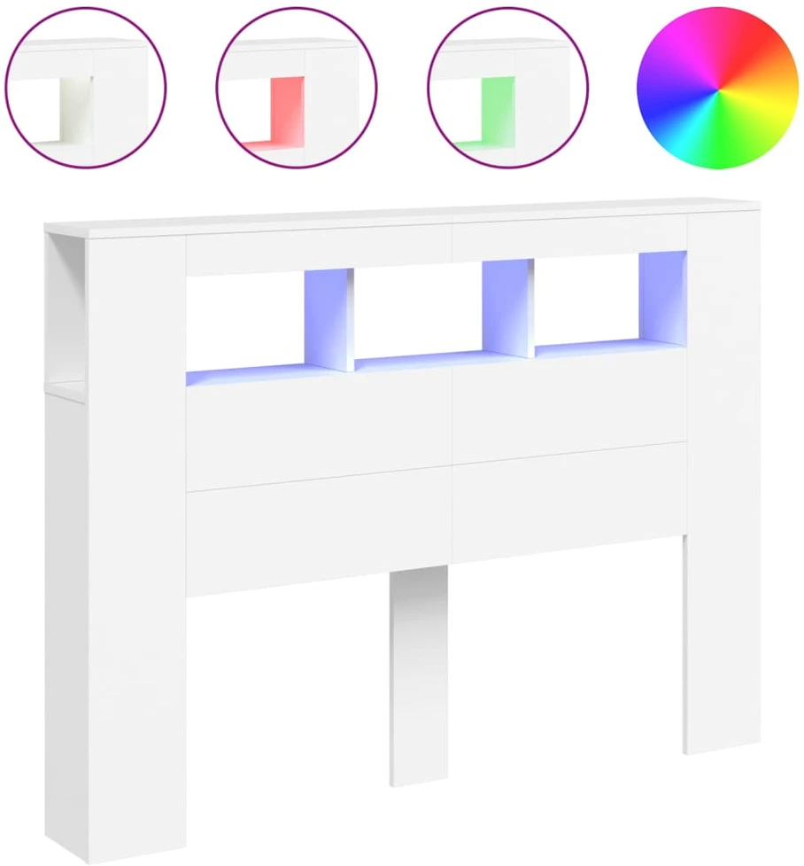 LED galvūgalis, baltas, 140x18,5x103,5cm, apdirbta mediena