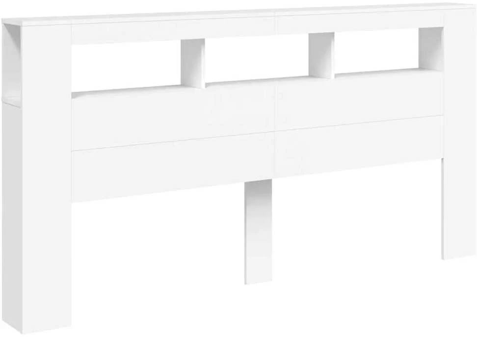 LED galvūgalis, baltas, 200x18,5x103,5cm, apdirbta mediena
