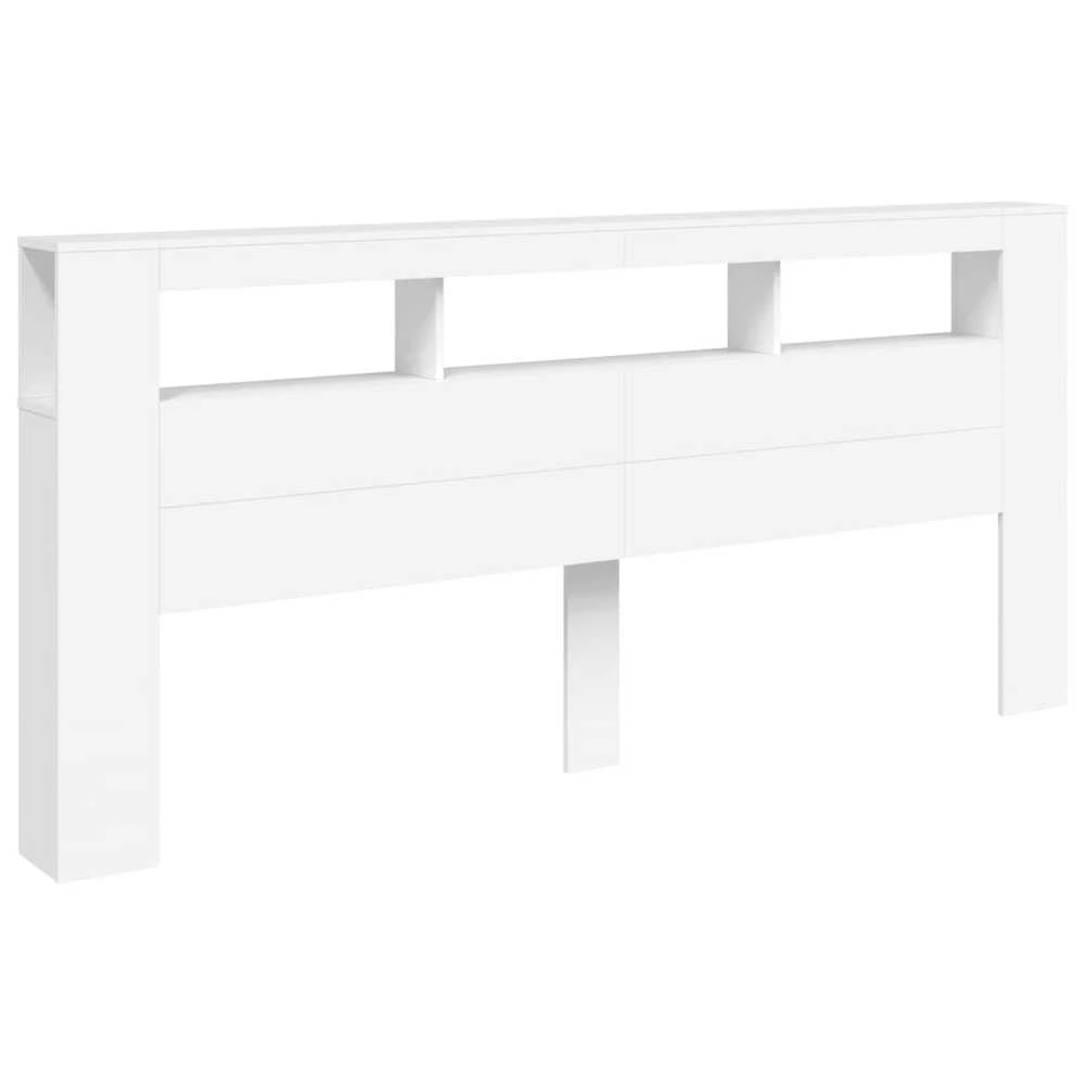 LED galvūgalis, baltas, 220x18,5x103,5cm, apdirbta mediena