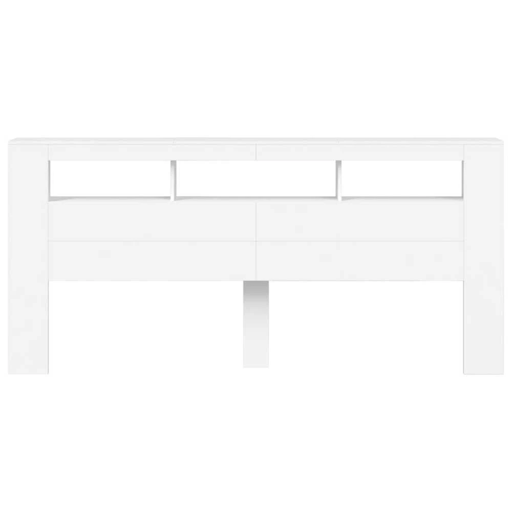 LED galvūgalis, baltas, 220x18,5x103,5cm, apdirbta mediena
