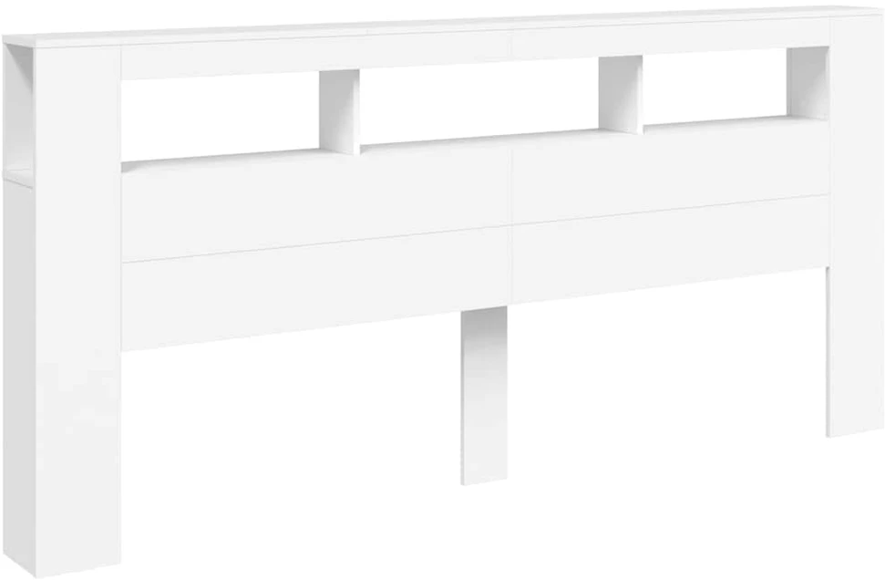 LED galvūgalis, baltas, 220x18,5x103,5cm, apdirbta mediena