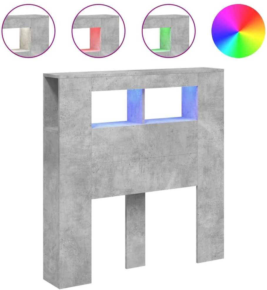 LED galvūgalis, betono, 100x18,5x103,5cm, apdirbta mediena