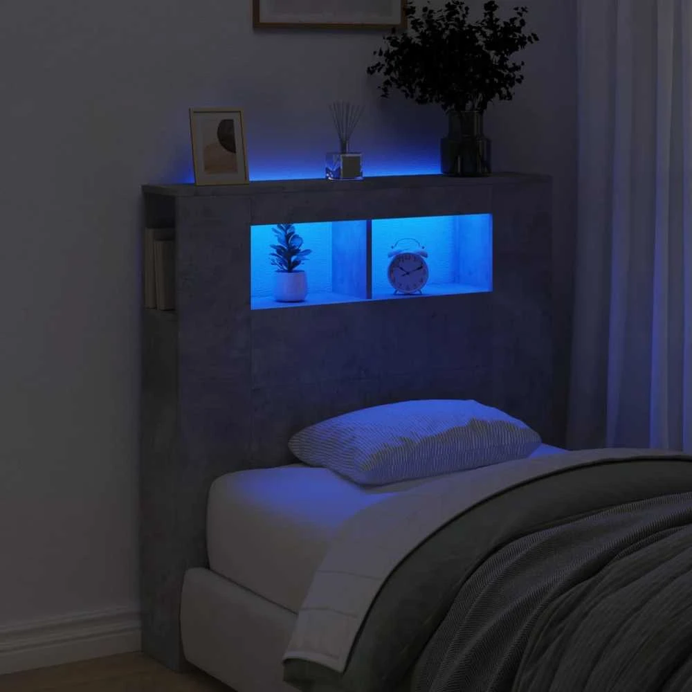 LED galvūgalis, betono, 100x18,5x103,5cm, apdirbta mediena