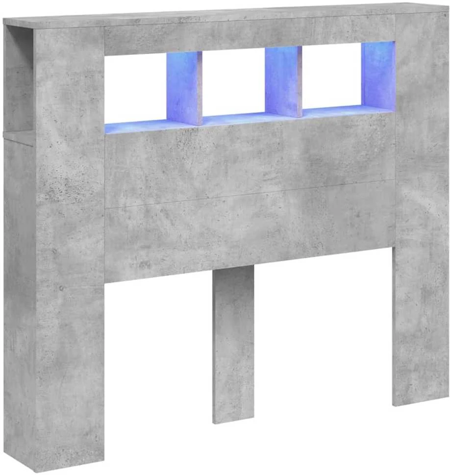 LED galvūgalis, betono, 120x18,5x103,5cm, apdirbta mediena