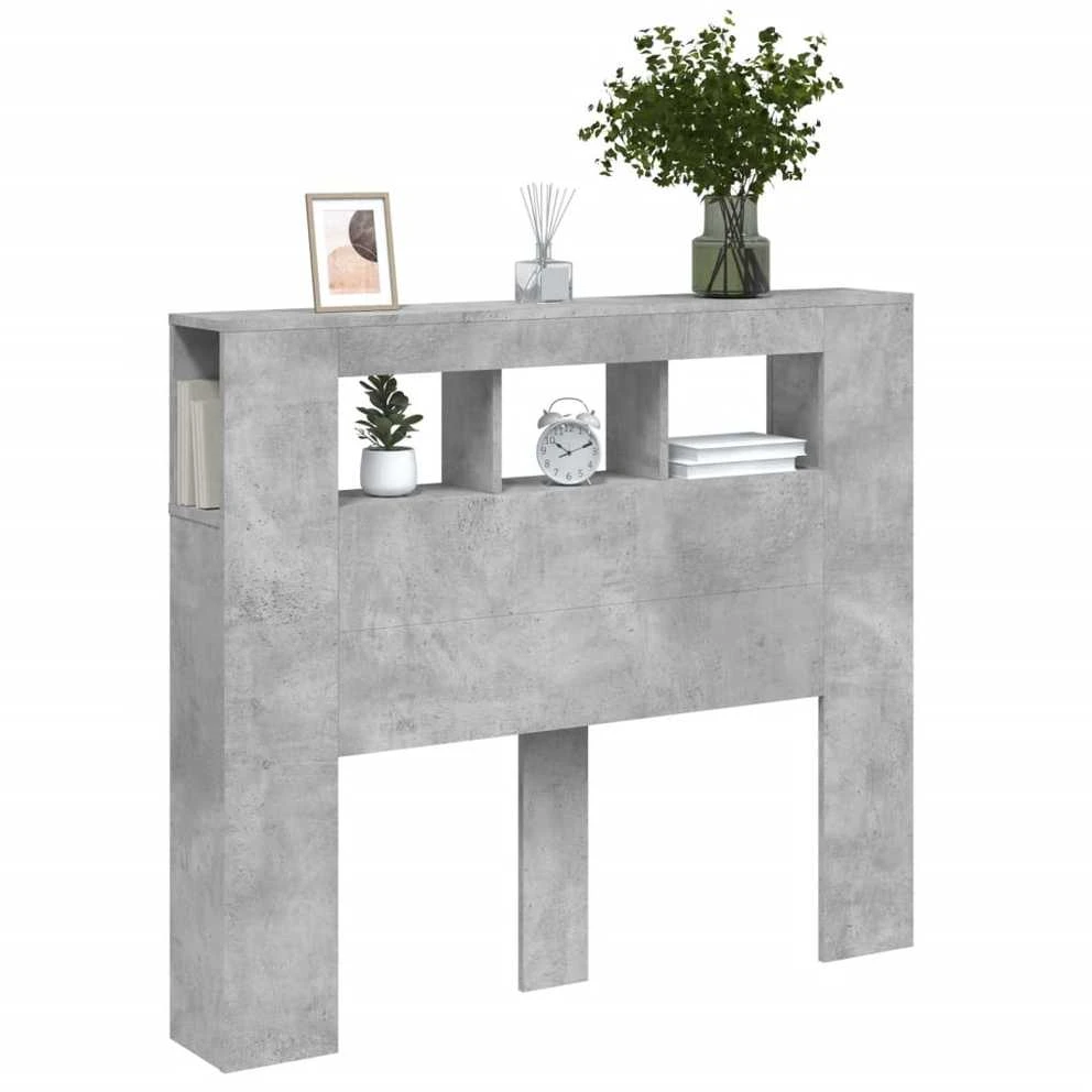 LED galvūgalis, betono, 120x18,5x103,5cm, apdirbta mediena