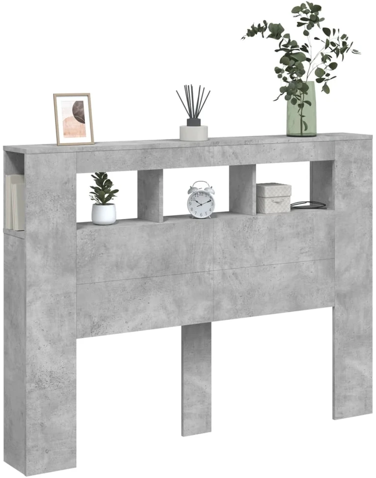 LED galvūgalis, betono, 140x18,5x103,5cm, apdirbta mediena