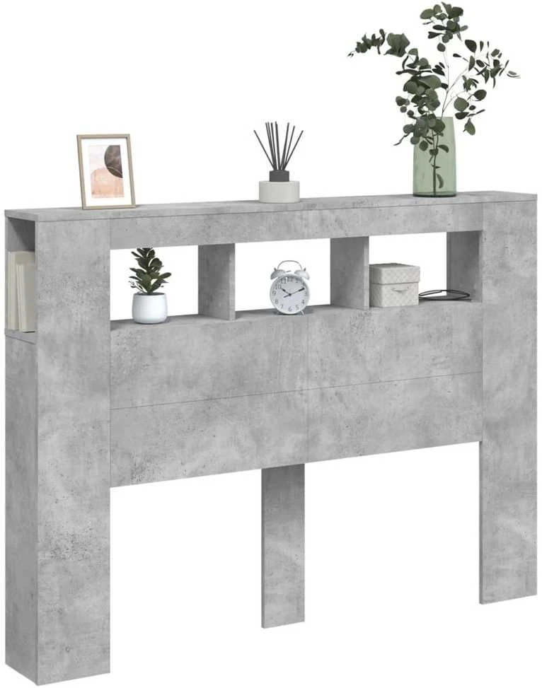 LED galvūgalis, betono, 140x18,5x103,5cm, apdirbta mediena