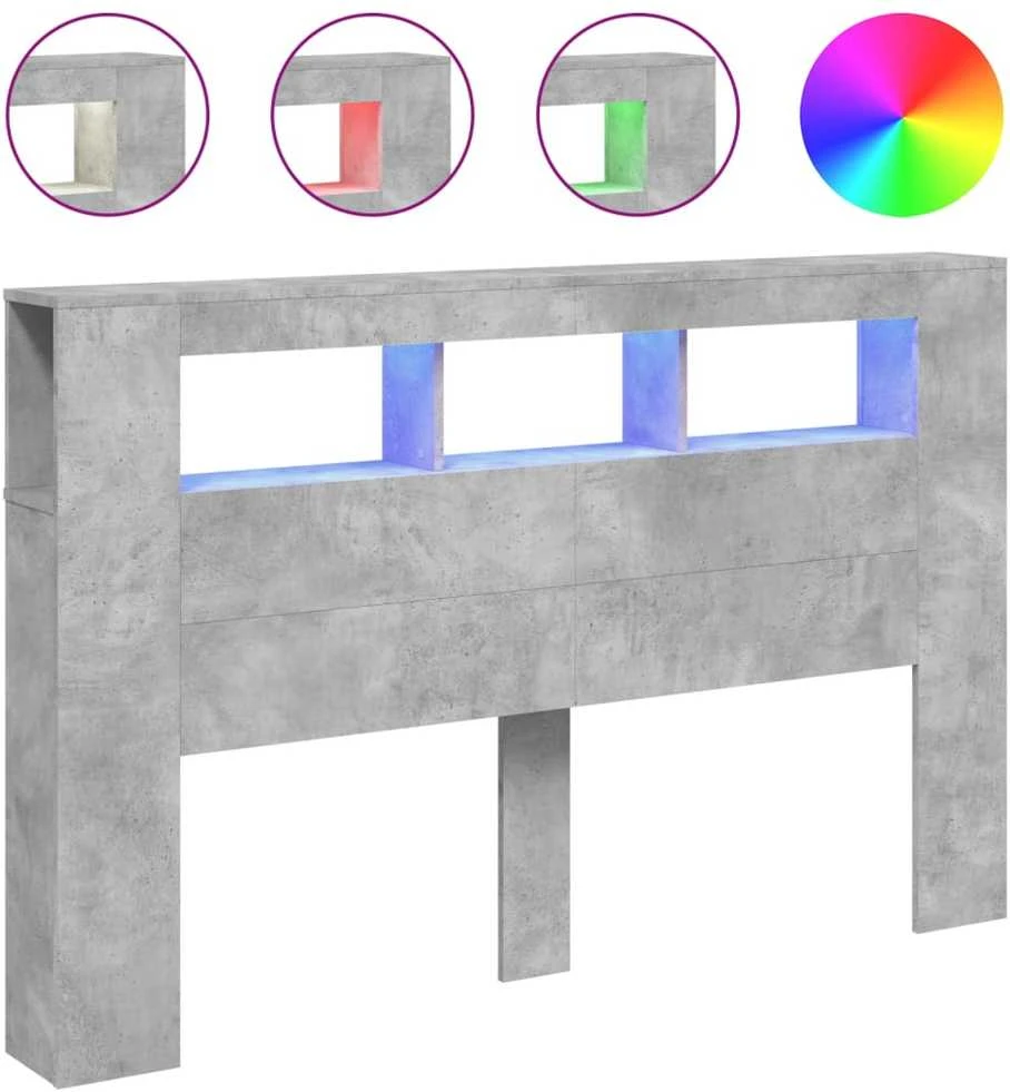 LED galvūgalis, betono, 160x18,5x103,5cm, apdirbta mediena