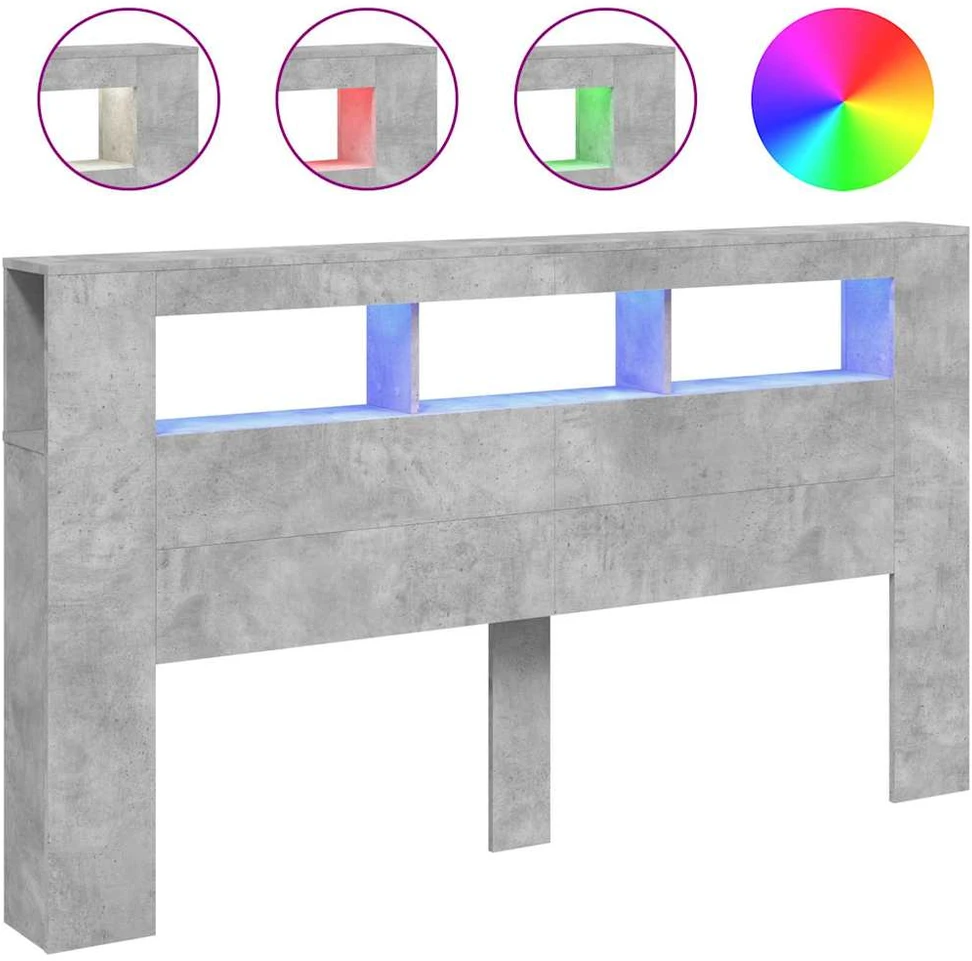 LED galvūgalis, betono, 180x18,5x103,5cm, apdirbta mediena