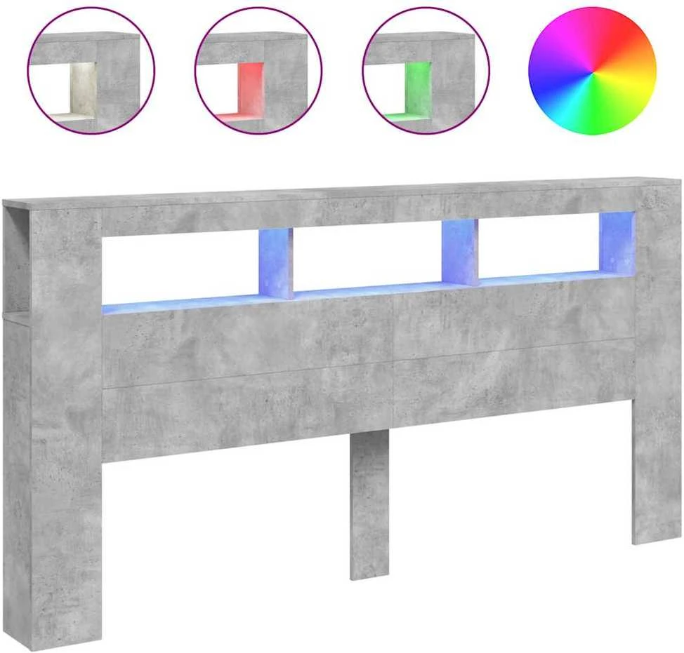 LED galvūgalis, betono, 200x18,5x103,5cm, apdirbta mediena