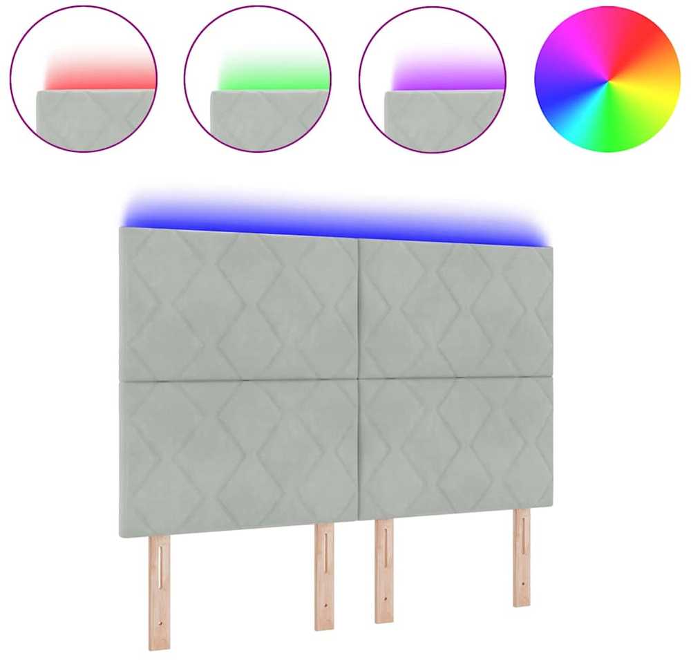 LED galvūgalis Šviesiai pilka 160 cm Aksomas