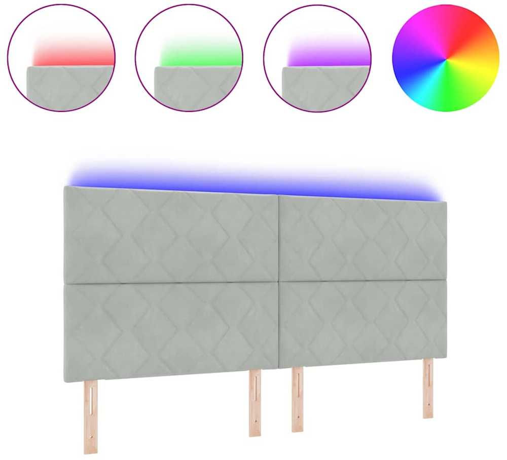 LED galvūgalis Šviesiai pilka 200 cm Dirbtinė oda