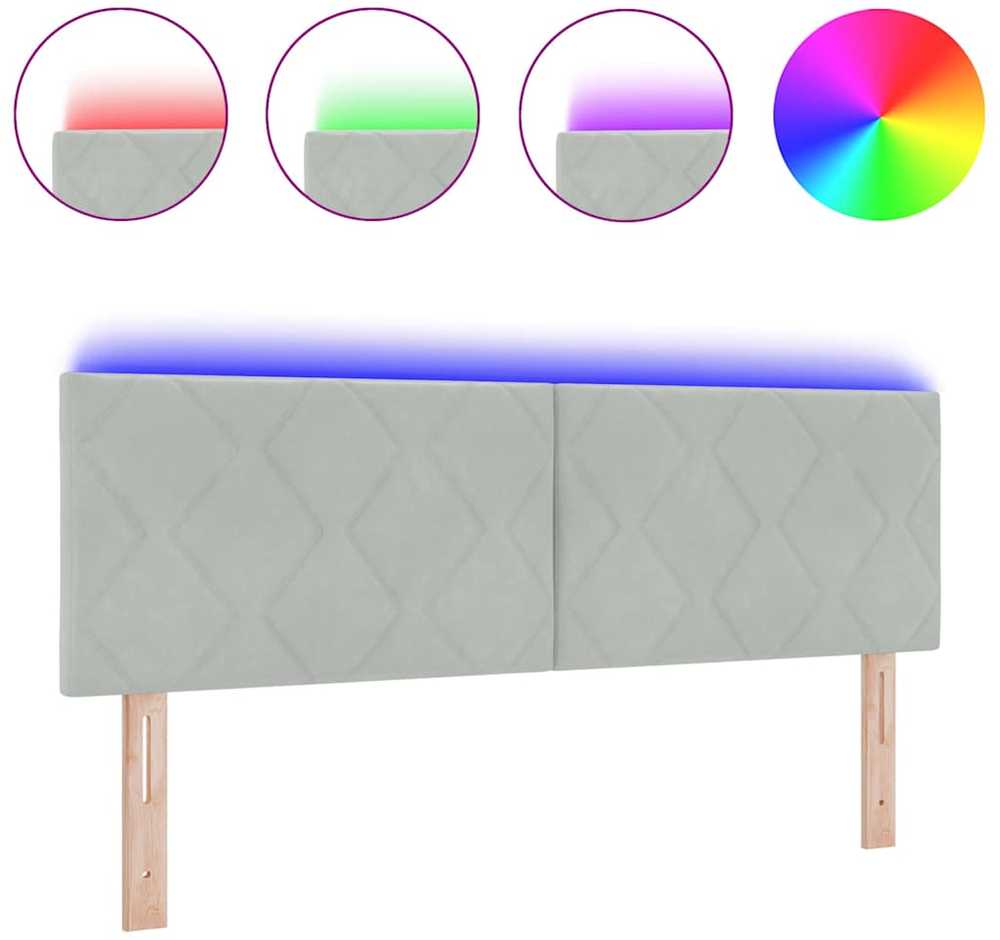 LED galvūgalis Šviesiai pilka 160 cm Aksomas