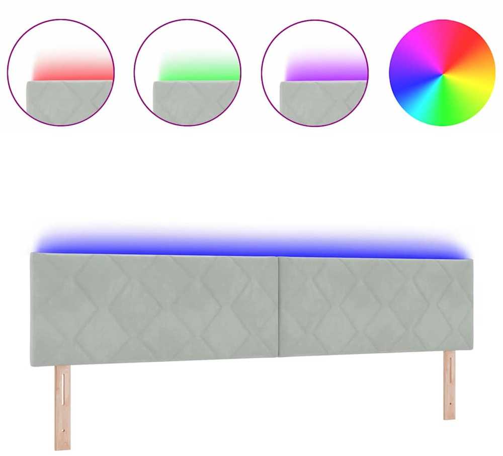 LED galvūgalis Šviesiai pilka 200 cm Aksomas