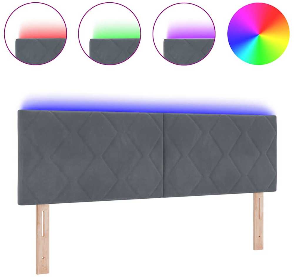 LED galvūgalis Tamsiai pilka 160 cm Aksomas