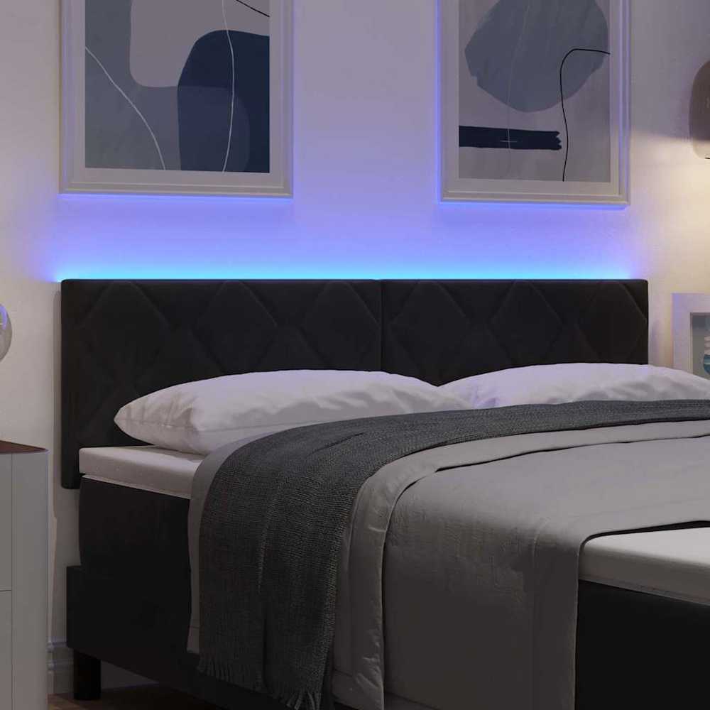 LED galvūgalis Juodas 160 cm Aksomas