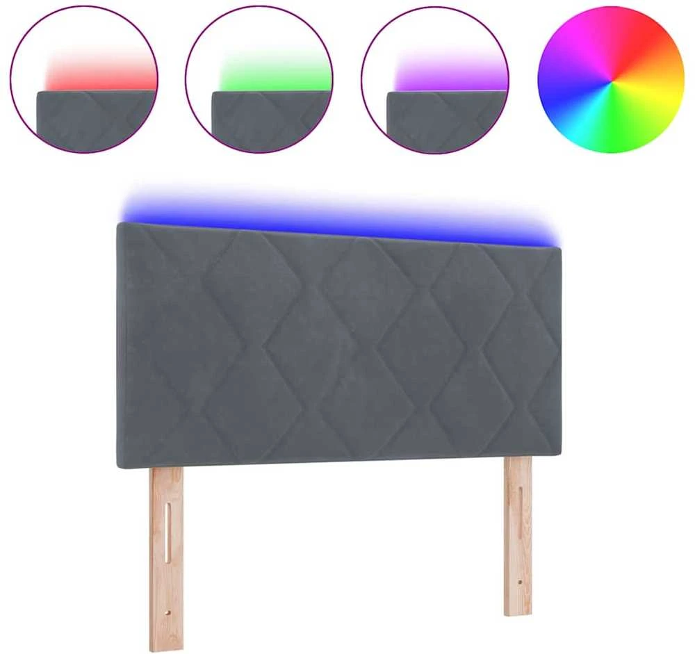 LED galvūgalis Tamsiai pilka 90 cm Aksomas
