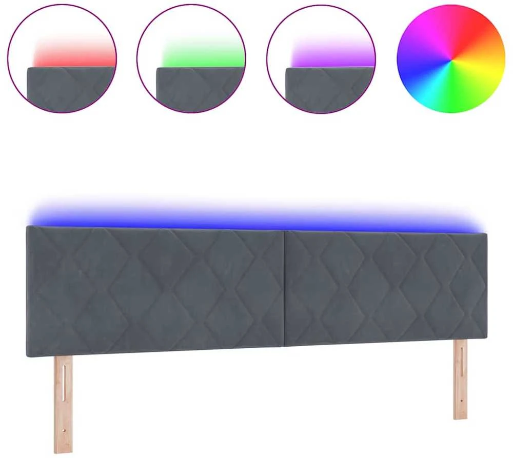LED galvūgalis Tamsiai pilka 180 cm Aksomas