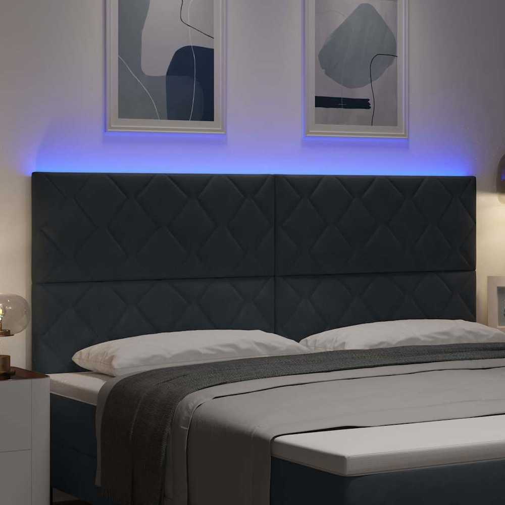 LED galvūgalis Tamsiai pilka 200 cm Aksomas