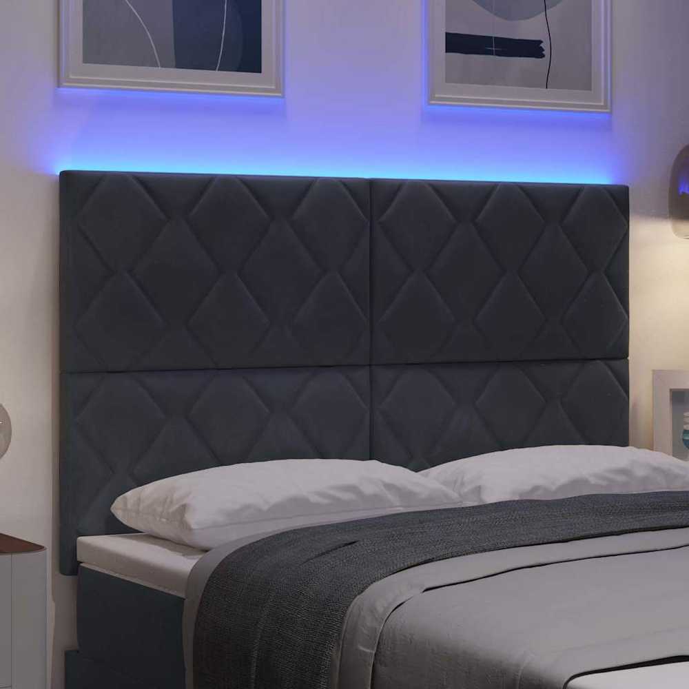LED galvūgalis Tamsiai pilka 144 cm Aksomas