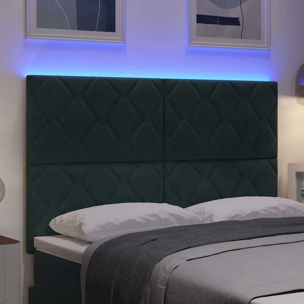 LED galvūgalis Tamsiai žalia 160 cm Aksomas