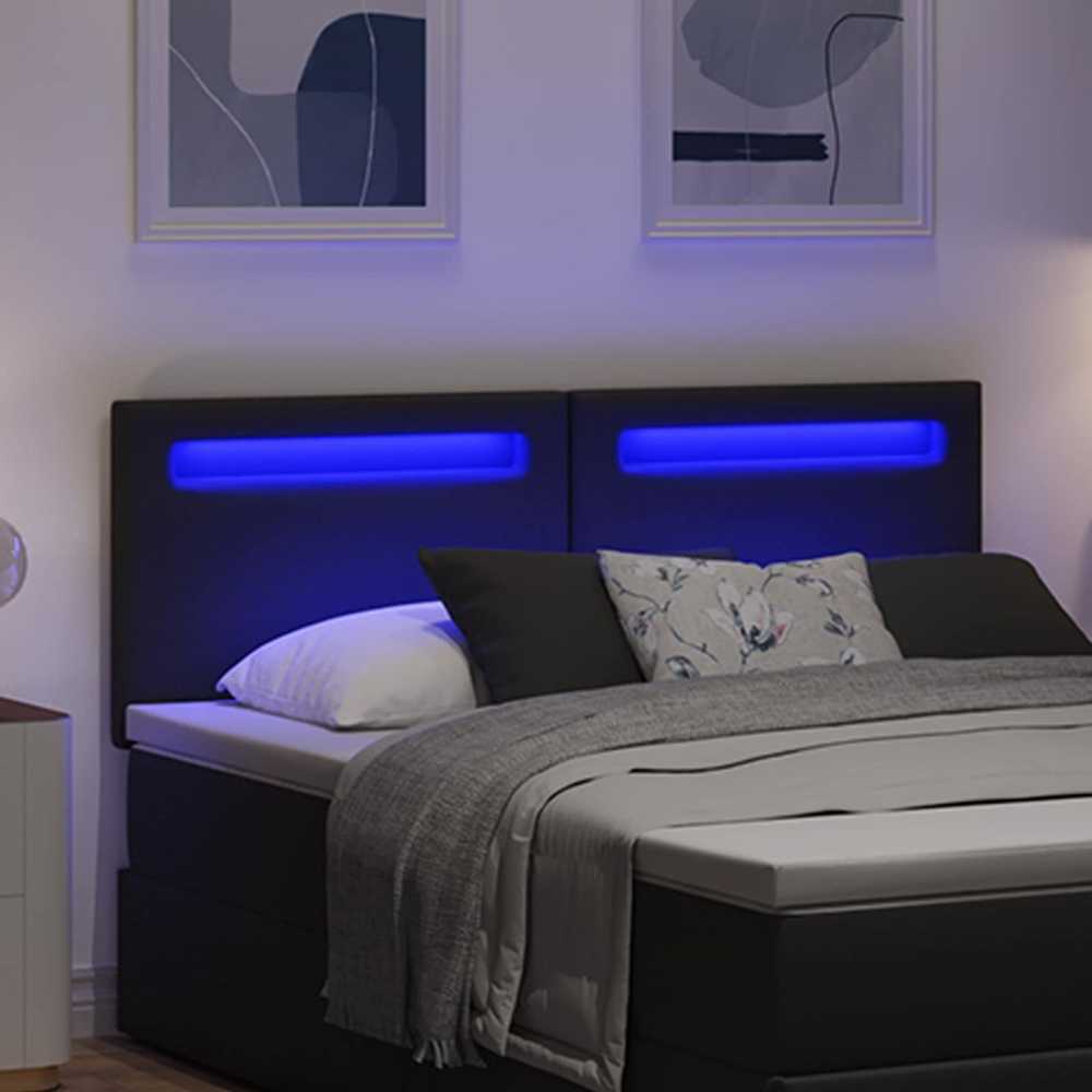 LED galvūgalis Juoda 160 cm Dirbtinė oda