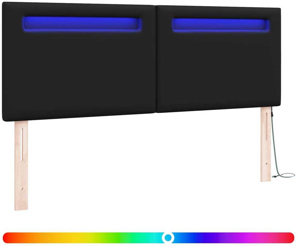 LED galvūgalis Juoda 160 cm Dirbtinė oda