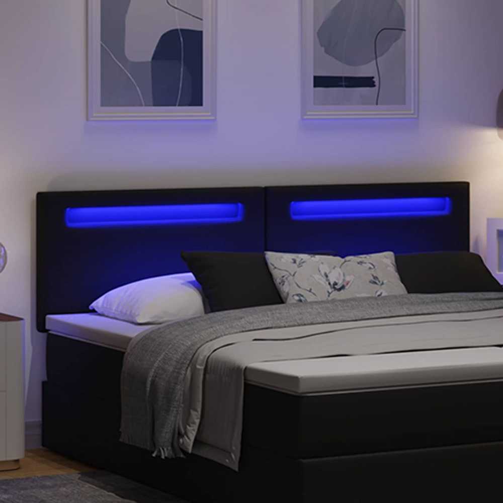 LED galvūgalis Juoda 180 cm Dirbtinė oda