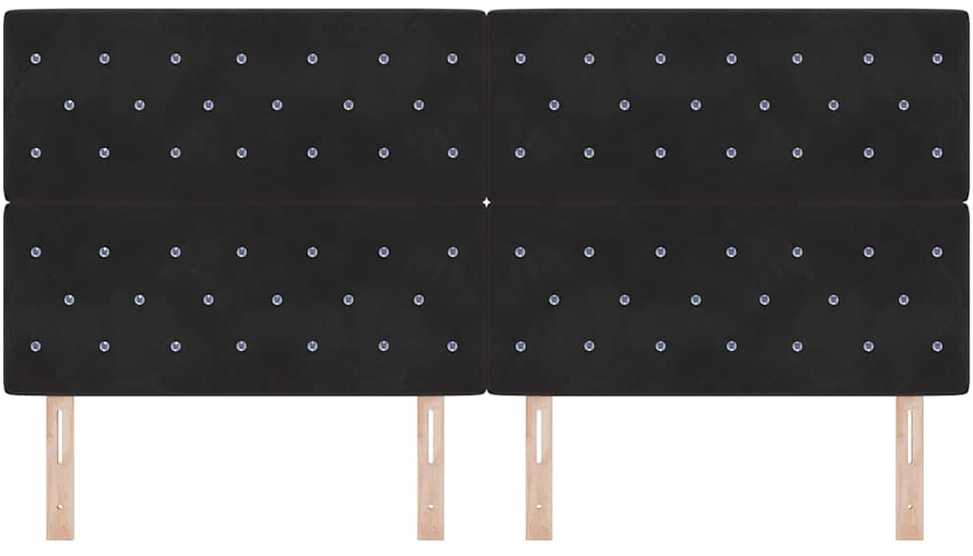 LED galvūgalis su LED juostelėmis Juodas 200 cm Aksomas
