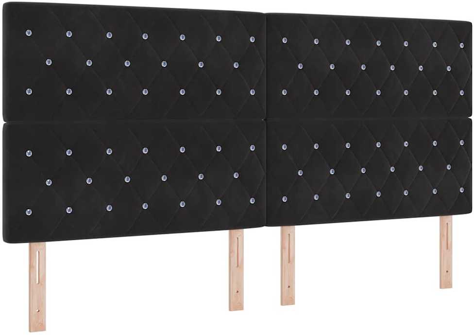 LED galvūgalis su LED juostelėmis Juodas 200 cm Aksomas