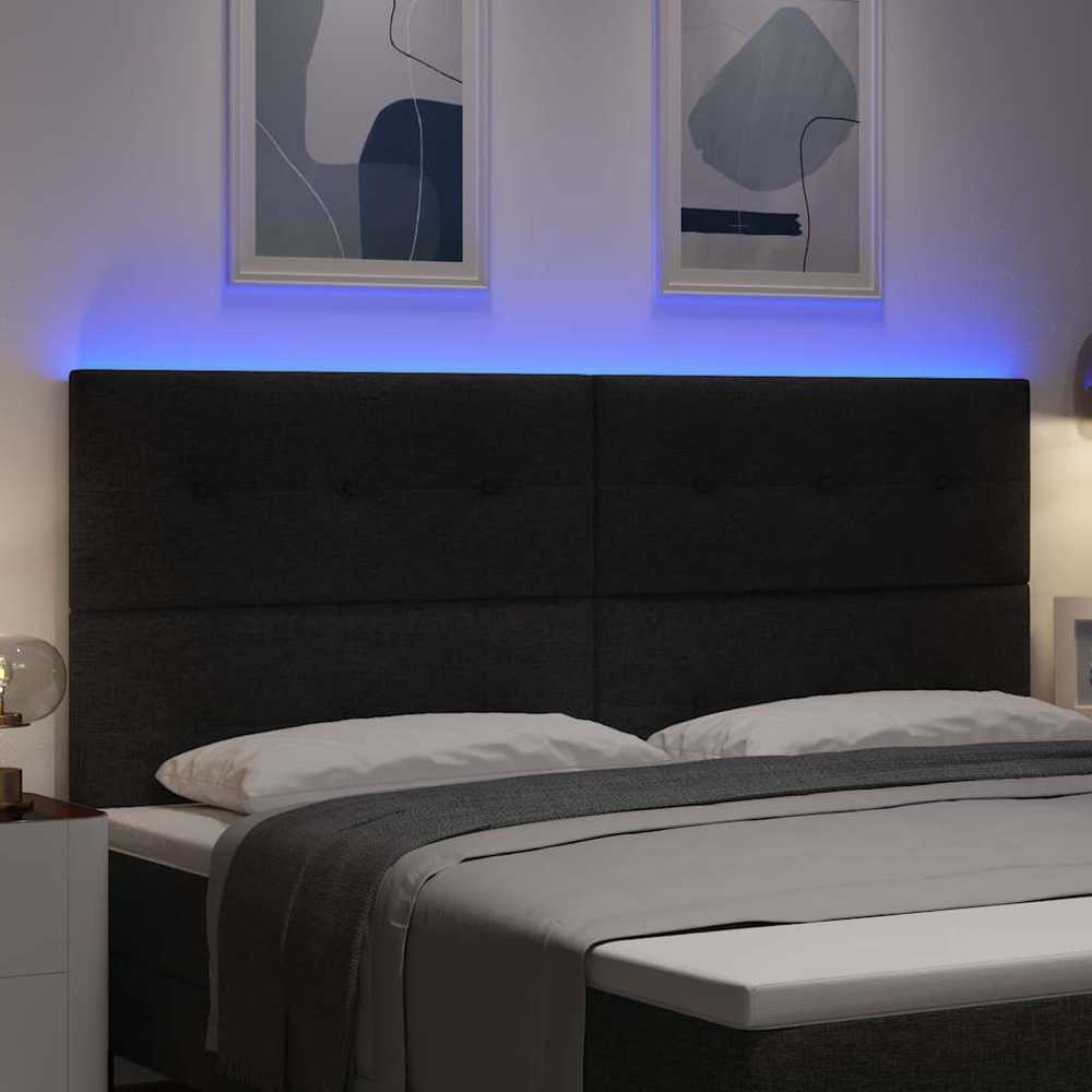 LED galvūgalis su LED juostelėmis Juodas 200 cm audinys