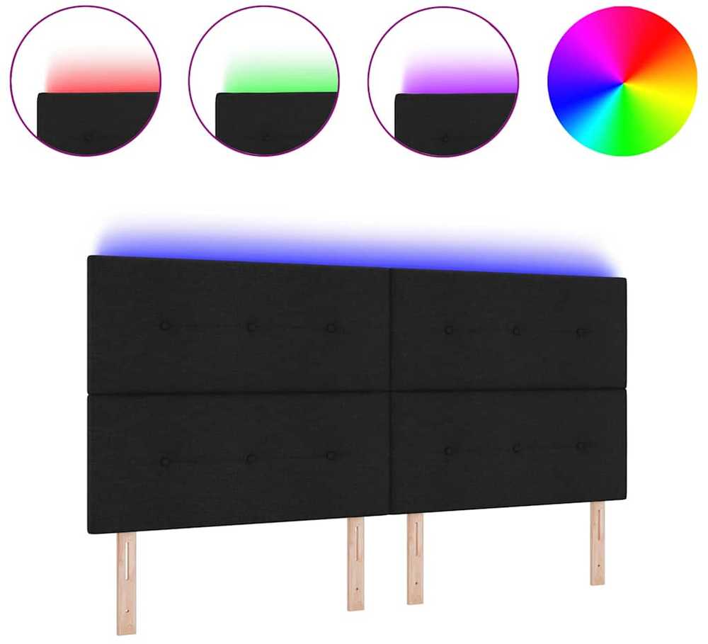 LED galvūgalis su LED juostelėmis Juodas 200 cm audinys