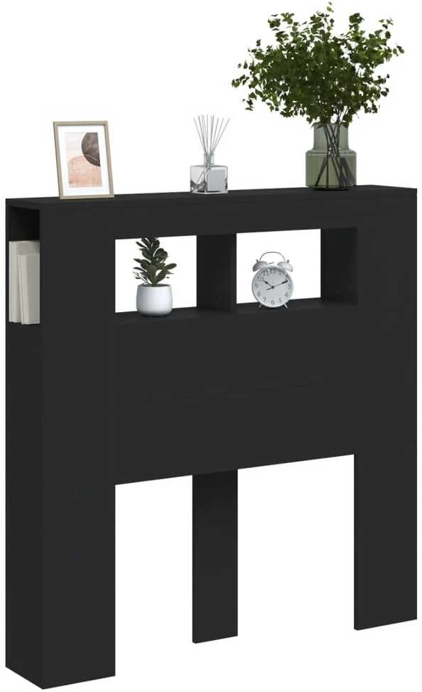LED galvūgalis, juodas, 100x18,5x103,5cm, apdirbta mediena