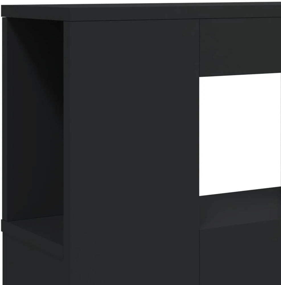 LED galvūgalis, juodas, 160x18,5x103,5cm, apdirbta mediena