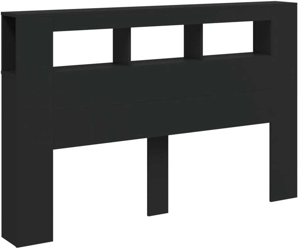 LED galvūgalis, juodas, 160x18,5x103,5cm, apdirbta mediena