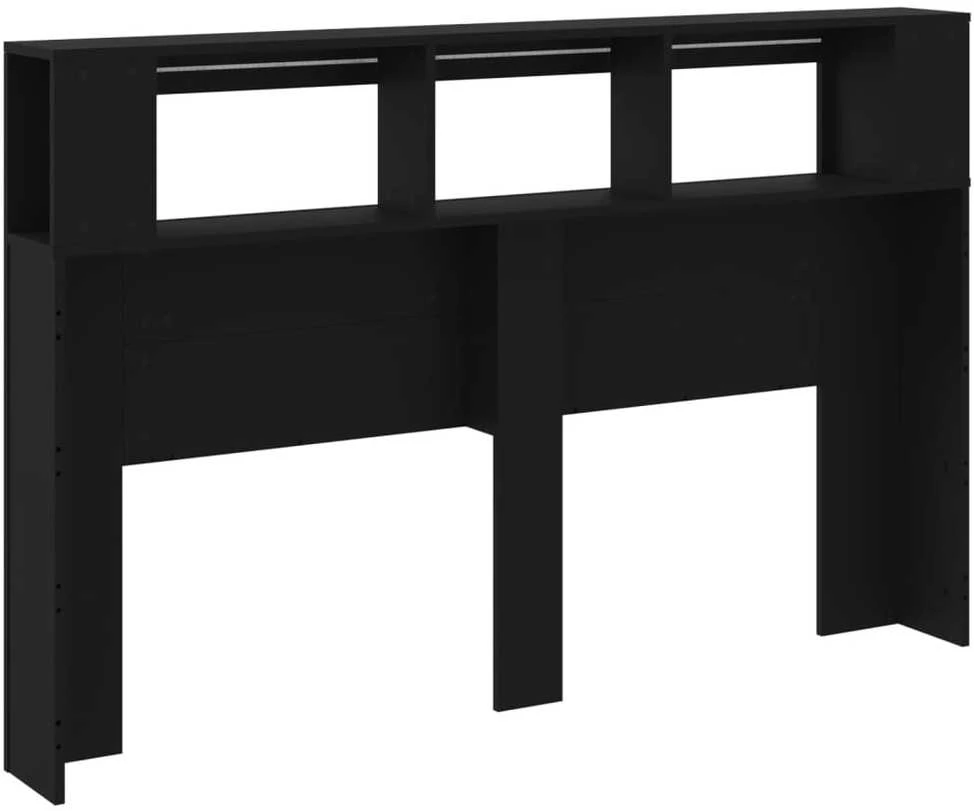 LED galvūgalis, juodas, 160x18,5x103,5cm, apdirbta mediena