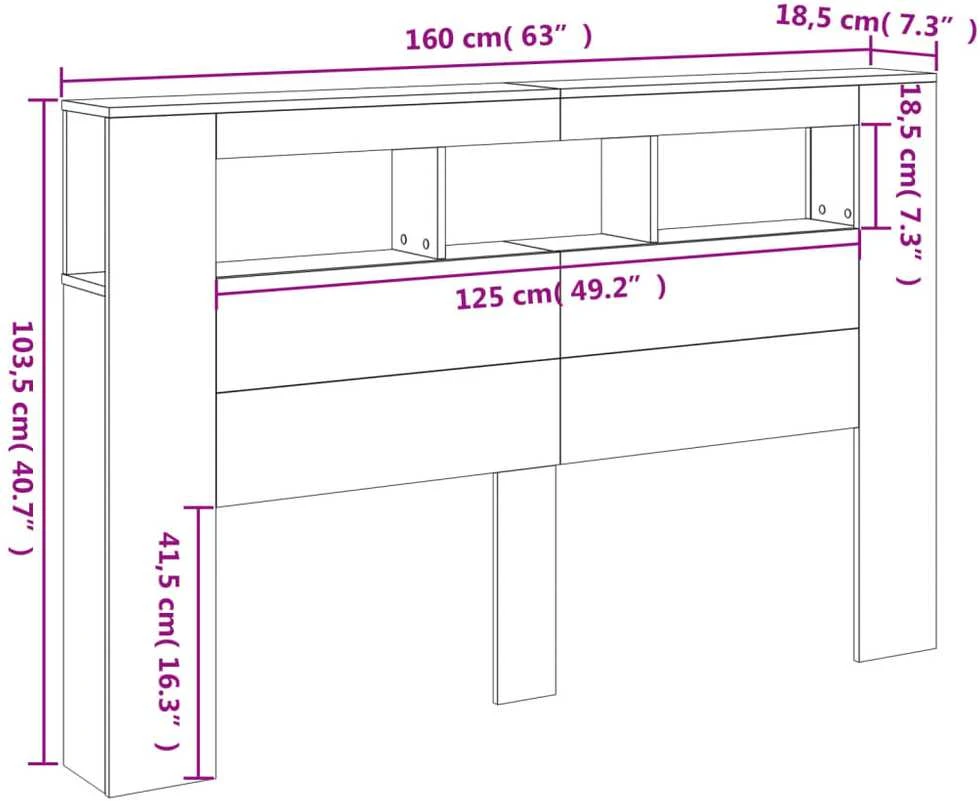 LED galvūgalis, juodas, 160x18,5x103,5cm, apdirbta mediena