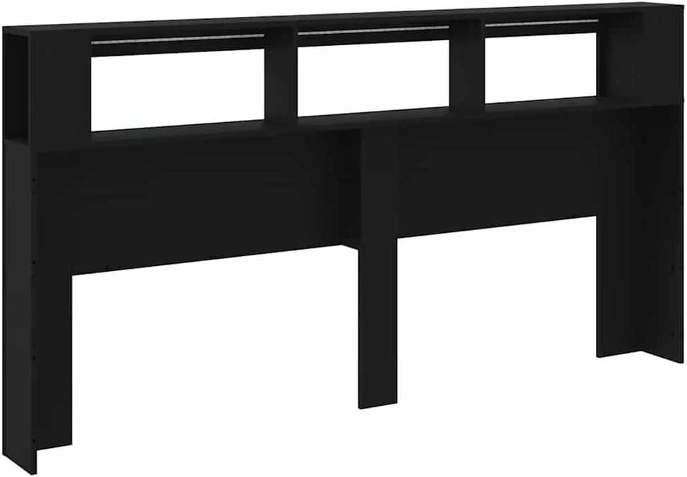 LED galvūgalis, juodas, 200x18,5x103,5cm, apdirbta mediena