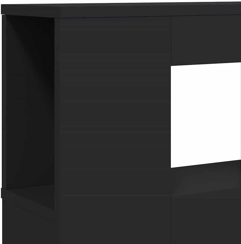 LED galvūgalis, juodas, 200x18,5x103,5cm, apdirbta mediena