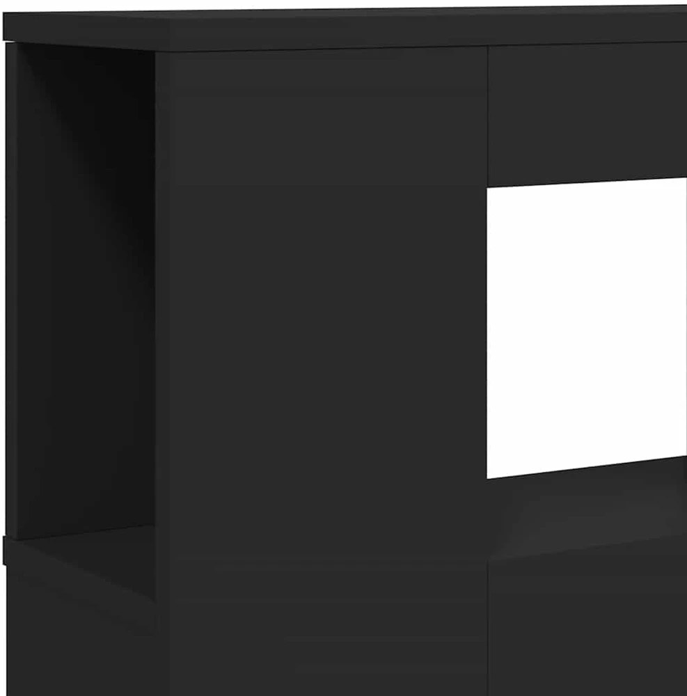 LED galvūgalis, juodas, 220x18,5x103,5cm, apdirbta mediena